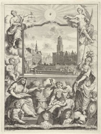 View of Utrecht in an allegorical frame