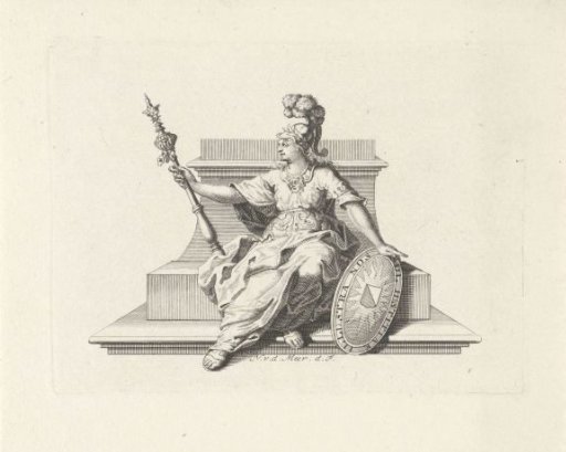 Minerva with a bailiff's staff and the coat of arms of the University of Utrecht