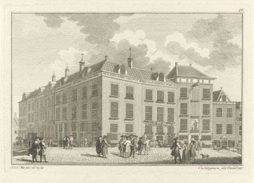 Rebuilt houses at the Visbrug in Leiden, after the fire of 1766