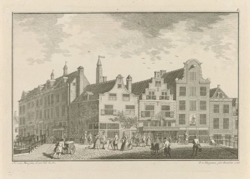Houses at the Visbrug in Leiden, before the fire of 1766