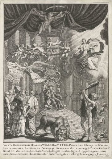 Allegory on the installation of Willem V as hereditary stadtholder, 1766