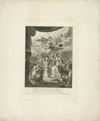 Dutch Maiden crowns the bust of Crown Prince Willem II