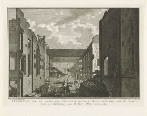 Ruin of the burnt-out theatre on the Keizersgracht in Amsterdam, 1772