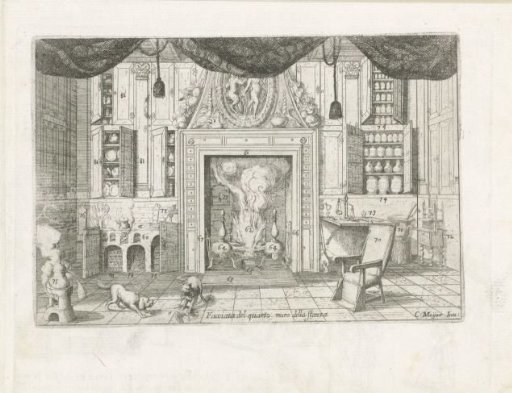 Fourth wall of a room with various functions