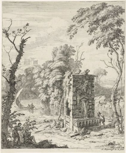 Landscape with a Fountain and a River