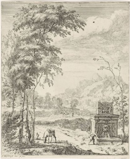 Landscape with a Fountain and a Donkey