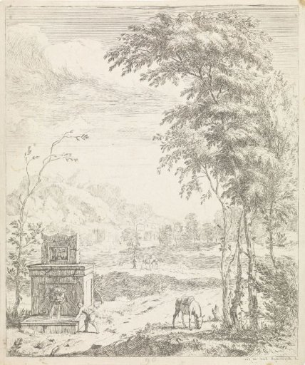 Landscape with a Fountain and a Donkey
