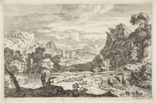Landscape with Shepherds at a Waterfall