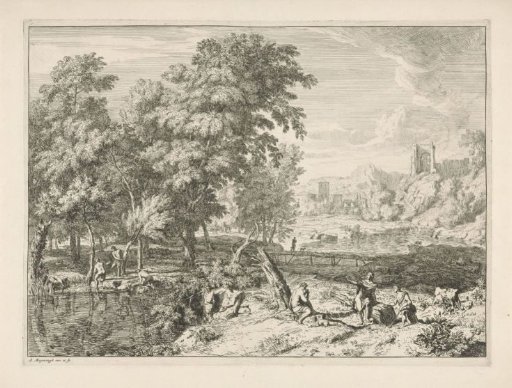 Landscape with bathing people
