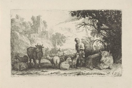 Shepherd with Cows, Sheep and Goats