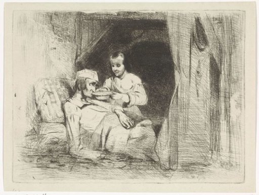 Sick man receiving a drink