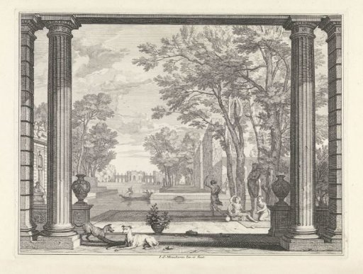 Park landscape with two dogs