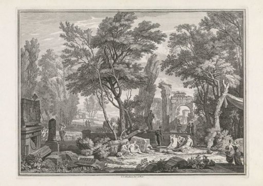 Landscape with ruins and figures