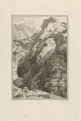 Mountain landscape with waterfall