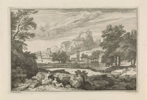 Landscape with two resting figures in the foreground