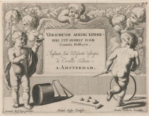 Child with a ball and a child with a hoop