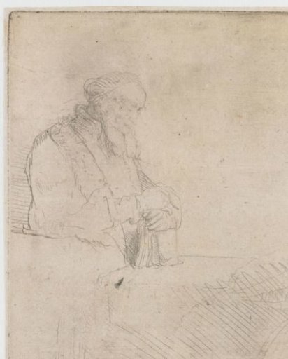 Old Man Lost in Meditation, Leaning on a Book
