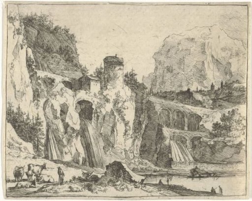 Mountain Landscape with Three Waterfalls