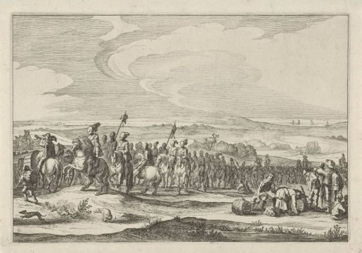 Cavalry and infantry at the departure of the Spanish garrison from Gennep