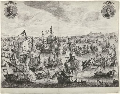 Naval battle at the harbor of Focchies in 1649