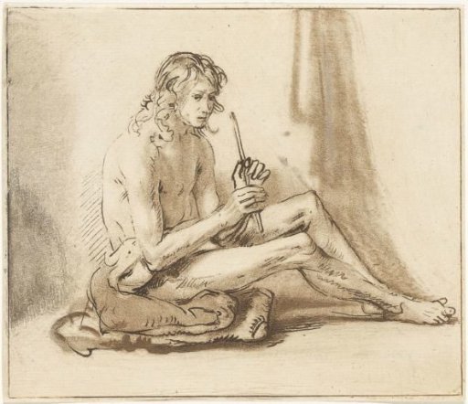 Seated nude man with flute