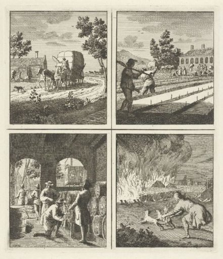 Haywain / Bleaching of linen / Beer barrels / Samson lets loose the foxes with burning torches