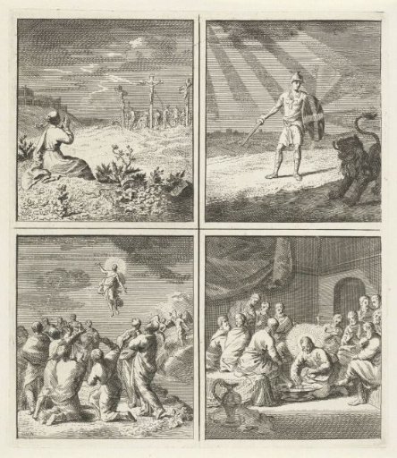 Woman in adoration at Golgotha / Spiritual armor / Ascension / Christ washes the feet of Peter