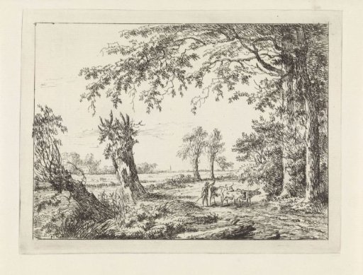 Farmer with cows on a road