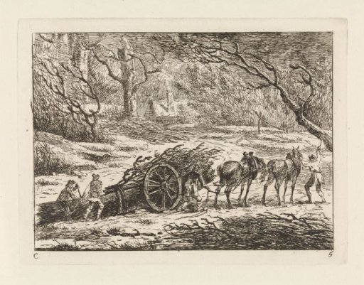 Landscape with a cart drawn by two horses