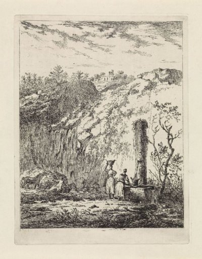 Hilly landscape with a spring