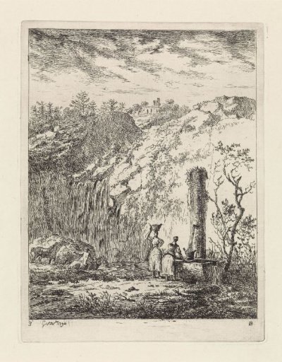Hilly landscape with a spring