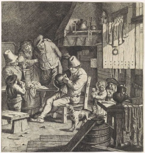 Peasant Interior with a Peasant Holding a Jug