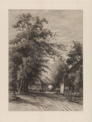 Village Road with Covered Wagon