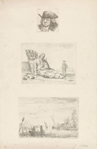 Portrait of Abraham van Wielen / Landscape with shepherd / River landscape