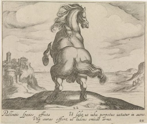 Landscape with a Rearing Stallion