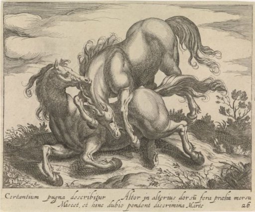 Landscape with Two Fighting Horses