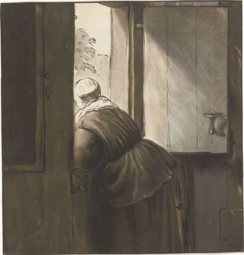 Woman leaning over a half-door
