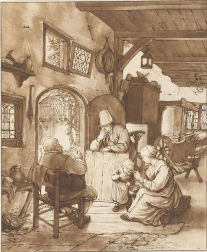 Newspaper reader in an interior