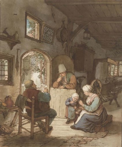 Newspaper reader in an interior