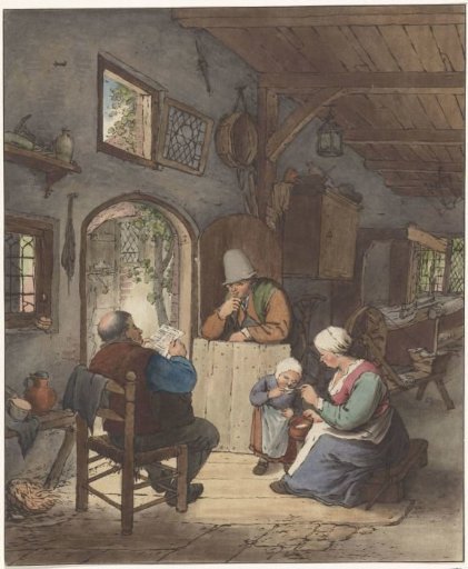 Newspaper reader in an interior