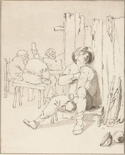 Drunk peasant in an inn