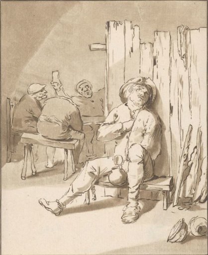Drunk peasant in an inn