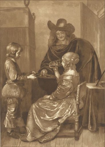 Gentleman and lady with a page