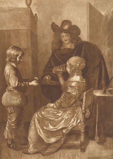 Gentleman and lady with a page
