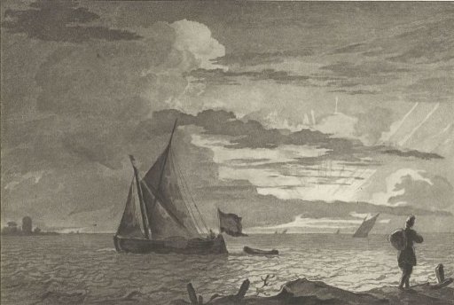 Man with a sack on his shoulder at sunrise