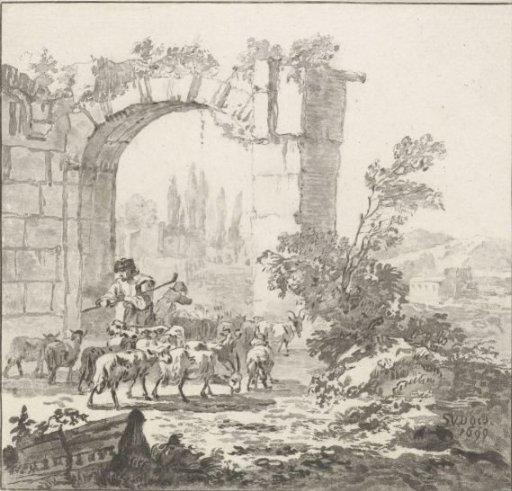 Flock of Goats at a Gate