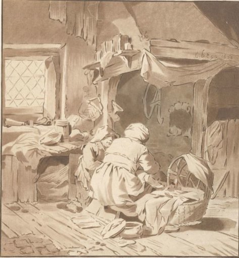 Farmhouse Interior with Two Women
