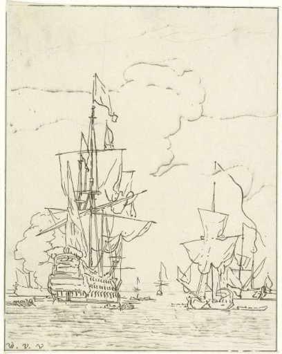 Warship firing a shot