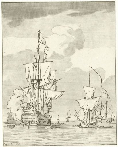 Warship firing a shot
