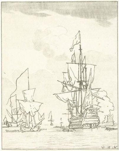 Warship firing a shot